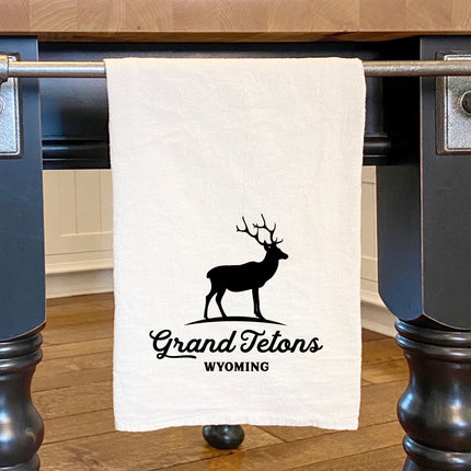 Buck Silhouette w/ City, State - Custom Cotton Tea Towel
