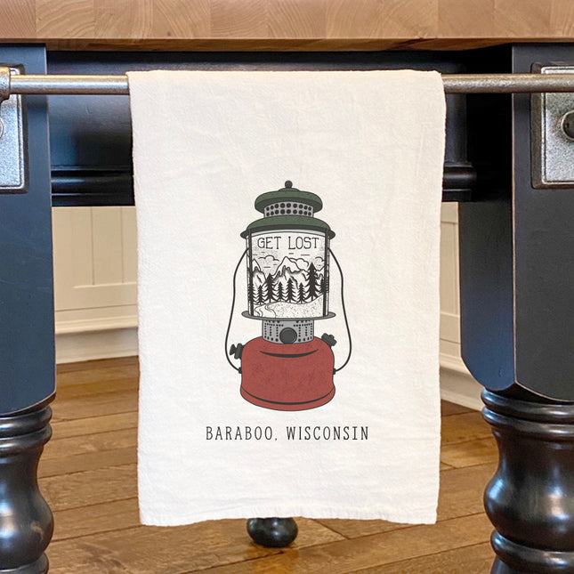 Get Lost Lantern w/ City, State - Custom Cotton Tea Towel