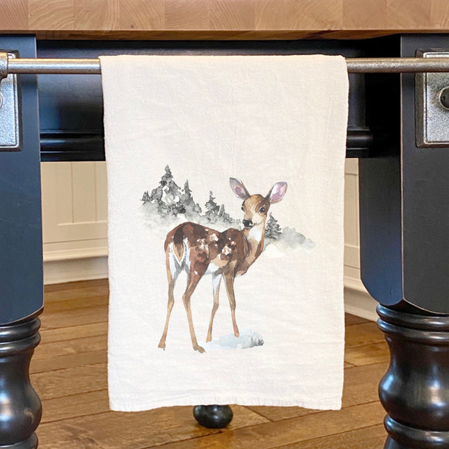 Watercolor Fawn - Customizable Cotton Tea Towel