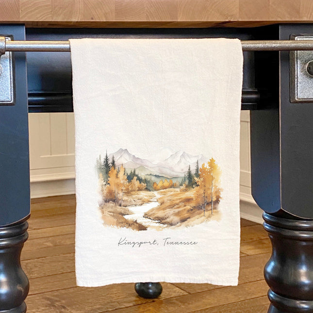Autumn Mountain Scene - Custom Cotton Tea Towel