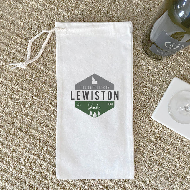 Life is Better w/ City, State - Custom Canvas Wine Bag