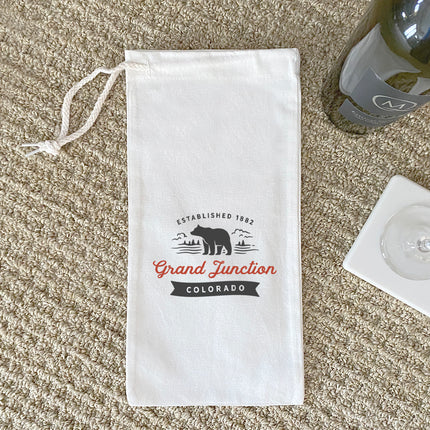 Bear Scene w/ City, State - Custom Canvas Wine Bag