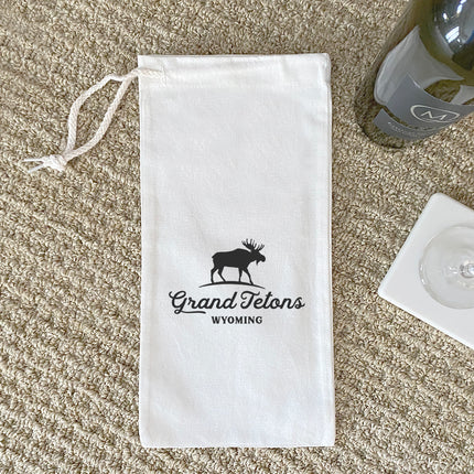 Moose Silhouette w/ City, State - Custom Canvas Wine Bag
