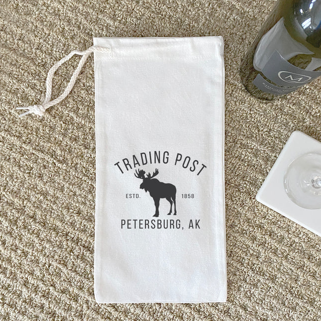 Trading Post w/ City, State - Custom Canvas Wine Bag