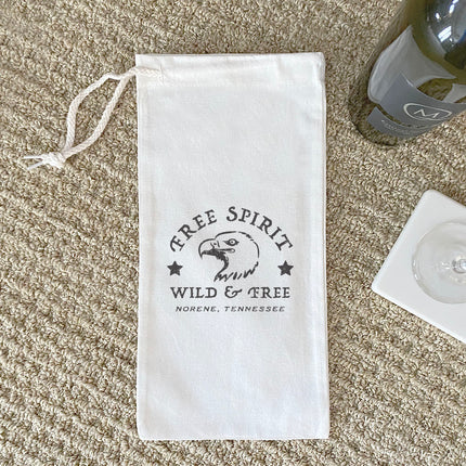 Free Spirit w/ City, State - Custom Canvas Wine Bag