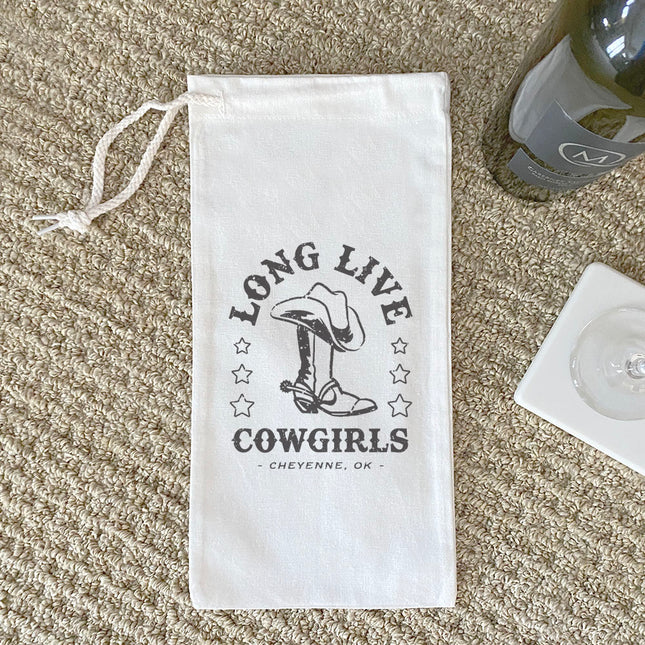Long Live Cowgirls w/ City, State - Custom Canvas Wine Bag