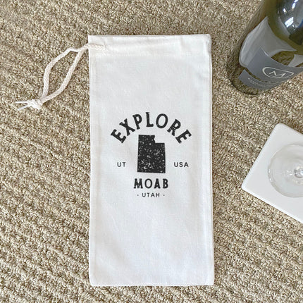 Explore State w/ City, State - Custom Canvas Wine Bag