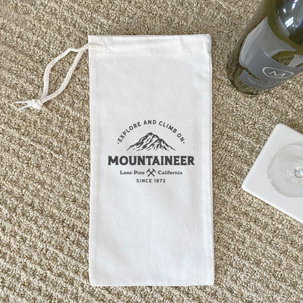 Mountaineer w/ City, State - Custom Canvas Wine Bag