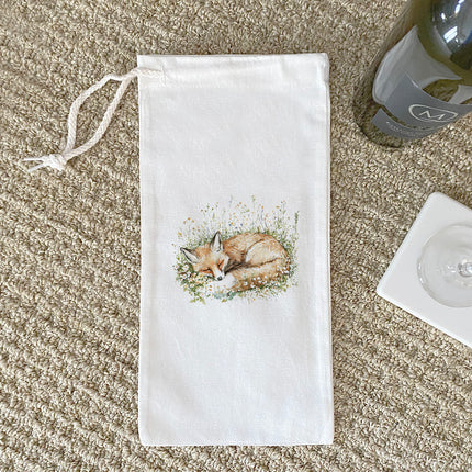 Sleeping Fox - Spring Canvas Wine Bag
