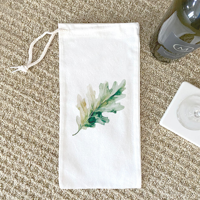 Green Oak Leaf - Canvas Wine Bag