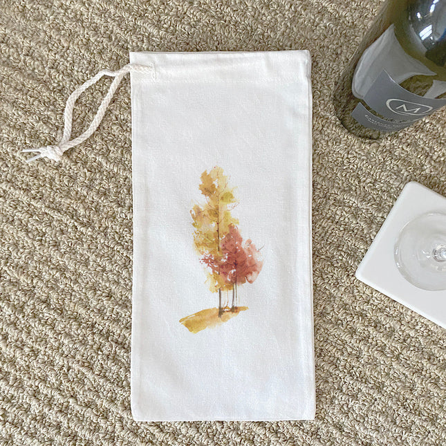 Watercolor Fall Trees (Group) - Canvas Wine Bag