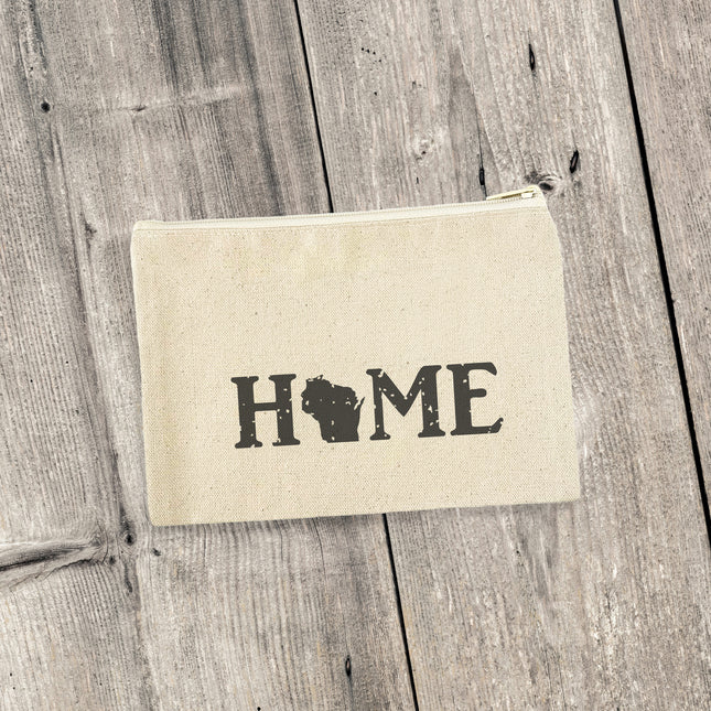 Distressed Home w/ State - Custom Canvas Zipper Pouch