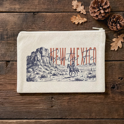 Sketched Cowboy Riding Horse - Custom Canvas Zipper Pouch