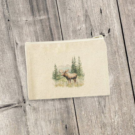 Moose Scene - Spring Canvas Zipper Pouch