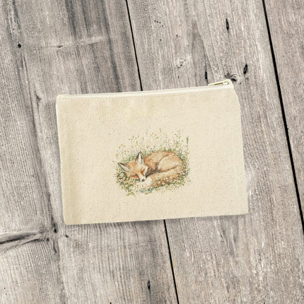 Sleeping Fox - Spring Canvas Zipper Pouch