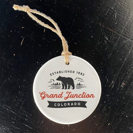 Bear Scene w/ City, State - Custom Ornament