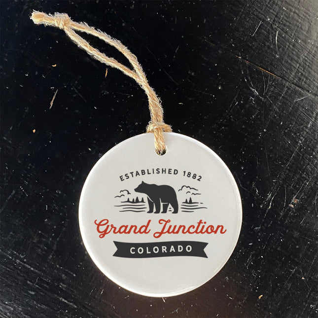 Bear Scene w/ City, State - Custom Ornament
