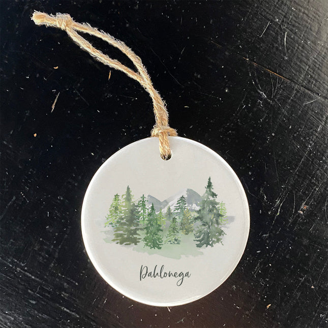 Watercolor Mountain Scene - Custom Ornament