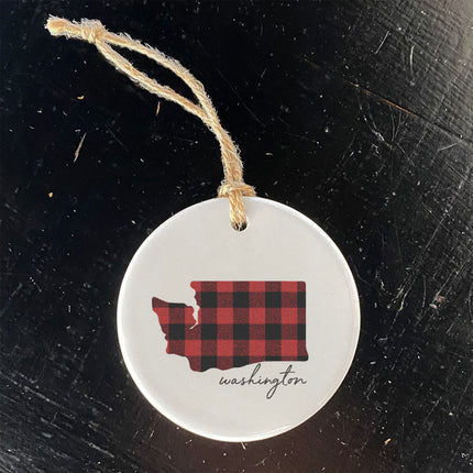 Red Plaid State - Custom Ornament