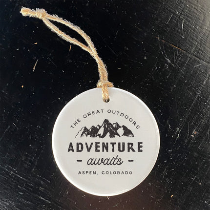 Adventure Awaits w/ City, State - Custom Ornament
