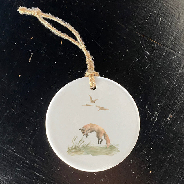 Watercolor Fox Scene - Ornament