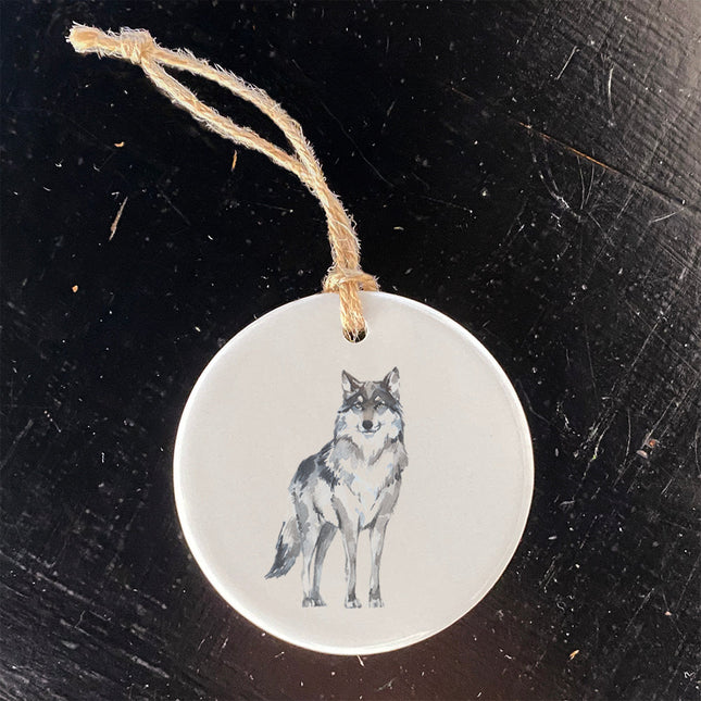 Watercolor Standing Wolf - Ornament