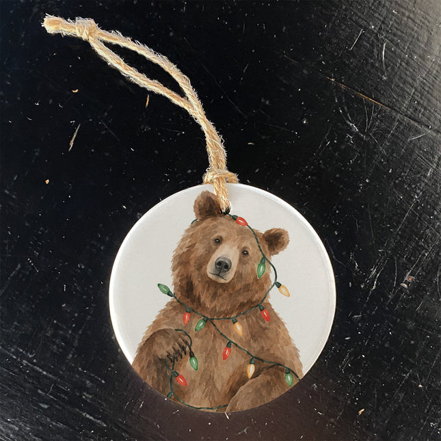 Bear with Christmas Lights - Ornament