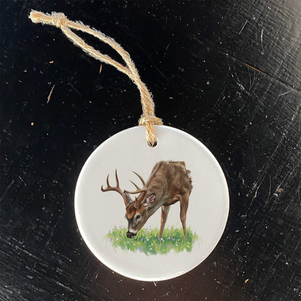Buck in Spring Meadow - Oil Paint - Ornament