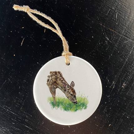 Doe in Spring Meadow - Oil Paint - Ornament