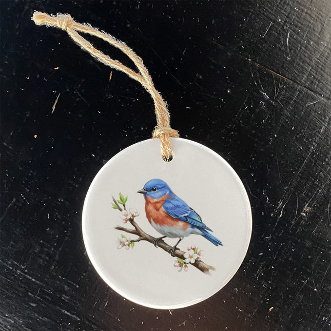 Eastern Bluebird on Branch - Oil Paint - Ornament
