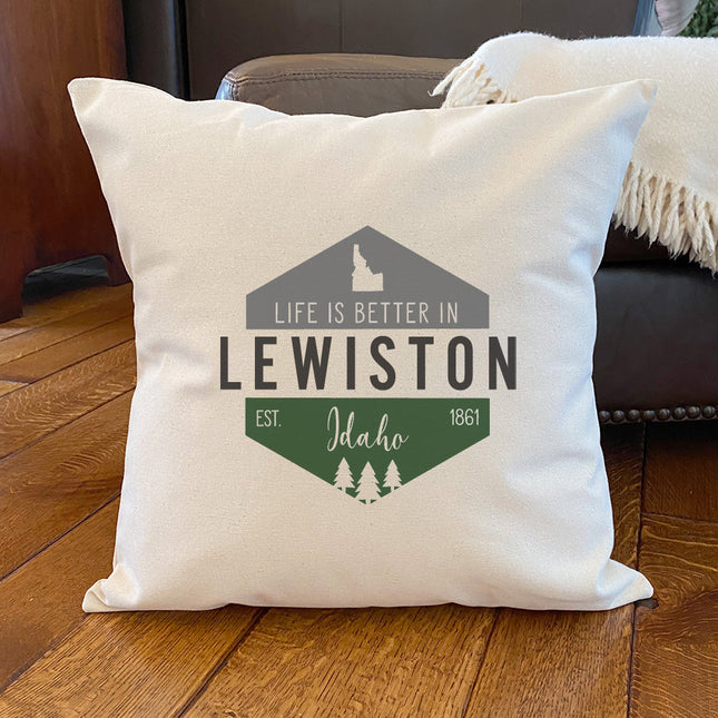 Life is Better w/ City, State - Custom Square Canvas Pillow