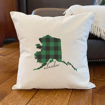 Green Plaid State - Custom Square Canvas Pillow