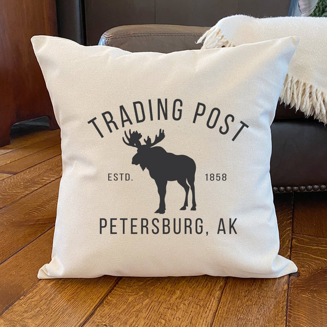 Trading Post w/ City, State - Custom Square Canvas Pillow