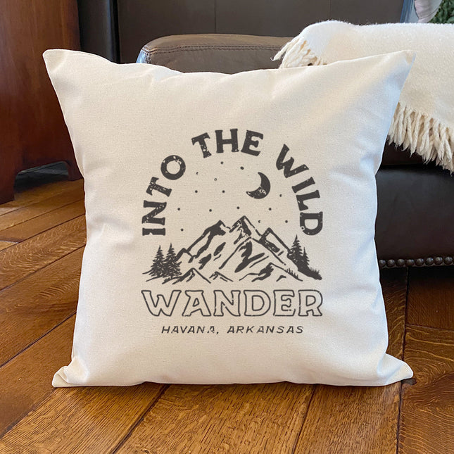 Into the Wild w/ City, State - Custom Square Canvas Pillow