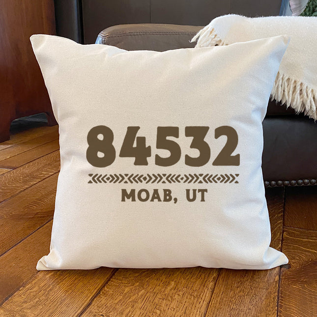 Western Zip Code w/ City State - Custom Square Canvas Pillow
