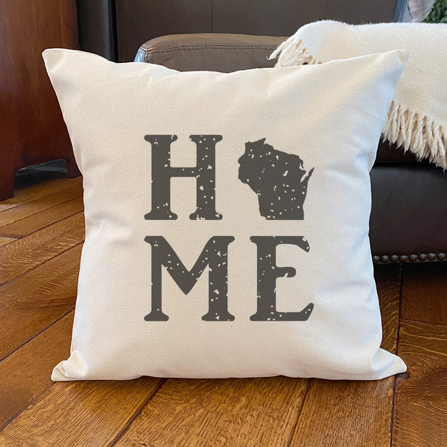 Distressed Home w/ State - Custom Square Canvas Pillow