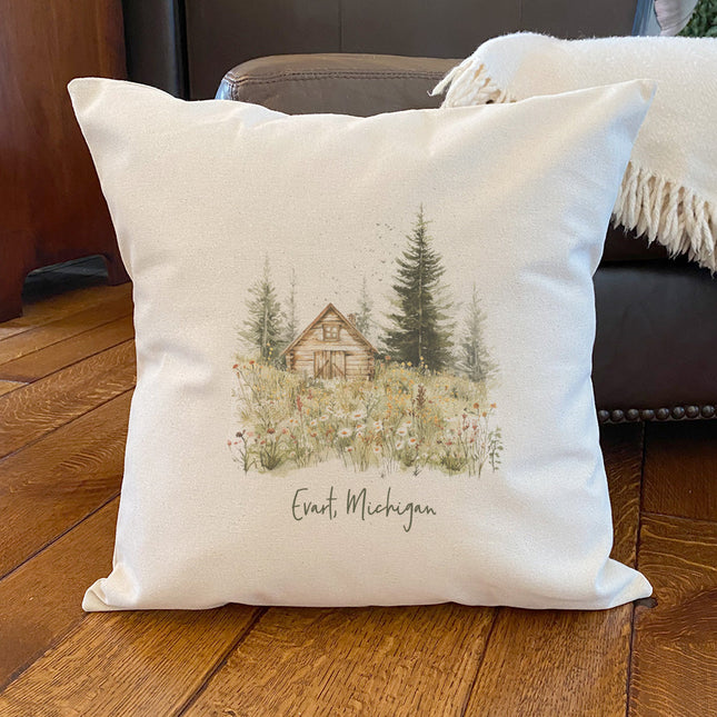 Spring Cabin - Custom Square Canvas Pillow