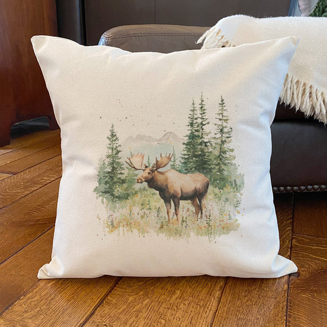 Moose Scene - Spring Square Canvas Pillow