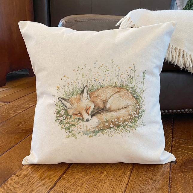 Sleeping Fox - Spring Square Canvas Pillow