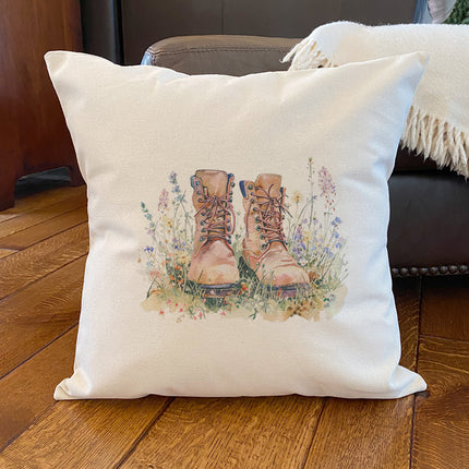 Hiking Boots - Square Canvas Pillow
