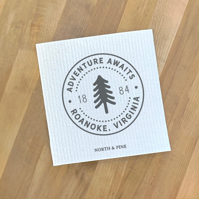 Tree Stamp w/ City, State - Custom Swedish Dish Cloth