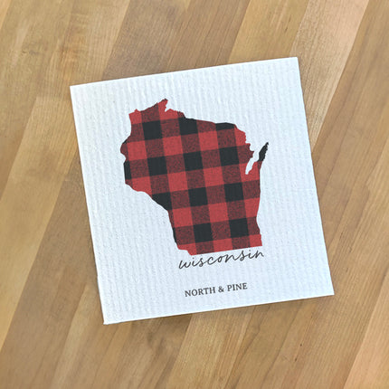 Red Plaid State - Custom Swedish Dish Cloth