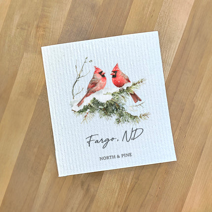 Winter Cardinals - Custom Swedish Dish Cloth
