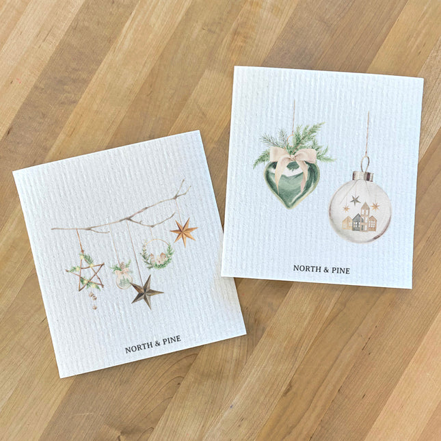 Set of Festive Branch and Greenery Ornaments - 2pk Swedish Dish Cloth