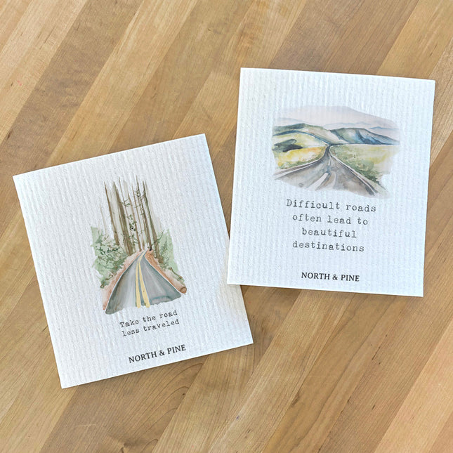 Beautiful Destinations, Road Less Traveled - 2pk Swedish Dish Cloth
