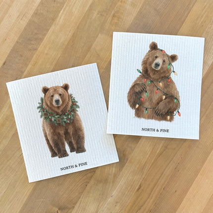 Holiday Bears - 2pk Swedish Dish Cloth