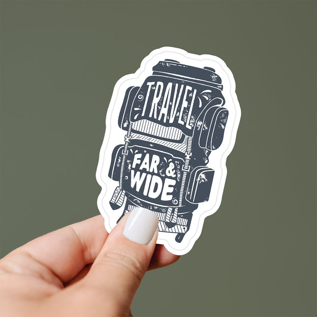 Travel Far and Wide Backpack - Vinyl Sticker