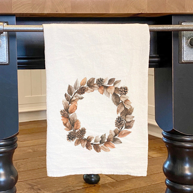 Pinecone Wreath - Autumn Cotton Tea Towel