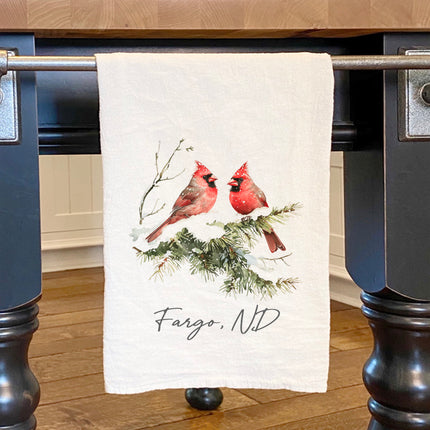 Winter Cardinals - Custom Cotton Tea Towel