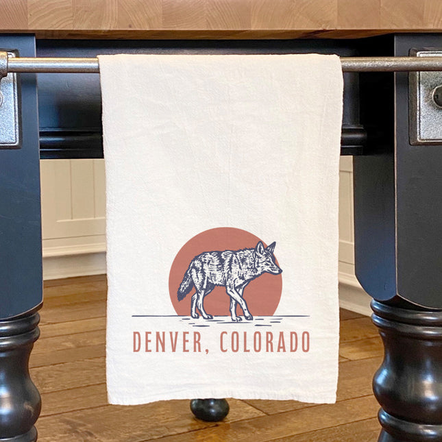Coyote at Sunset - Custom Cotton Tea Towel